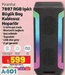 PİRANHA 7897 RGB IŞIKLI BÜYÜK BOY KABLOSUZ HOPARLÖR PİRANHA 7897 RGB IŞIKLI BÜYÜK BOY KABLOSUZ HOPARLÖR